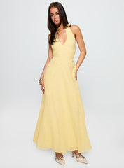 Summer State Halter Maxi Dress Yellow