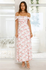 Pink Fantasy Off The Shoulder Maxi Dress Pink
