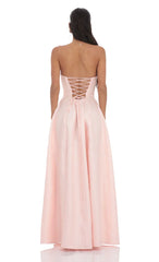 Sheen Empire Waist Maxi Dress in Pink