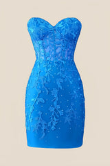 Sweetheart Orange Lace Tight Mini Dress