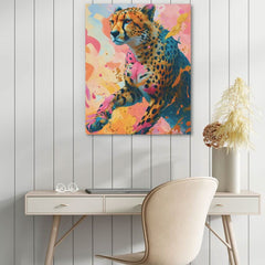 Cheetah Chasing - Gold Animals Canvas Print
