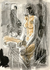 Figurative Nude, watercolor painting by Duval Eliot (American art). Original painting and fine art giclée reproduction by California Watercolor for wall decor.