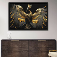 Gold Crane Dance - Animals Art for Hallway