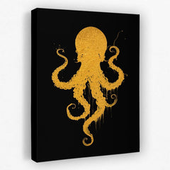 Gold Octopus Dance - Horizontal Canvas Wall Art