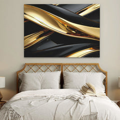 Golden Glimmer - Horizontal Art for Bathroom