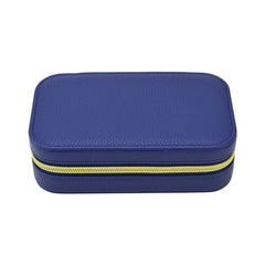 Leah Rectangle Travel Jewelry Case (Navy)