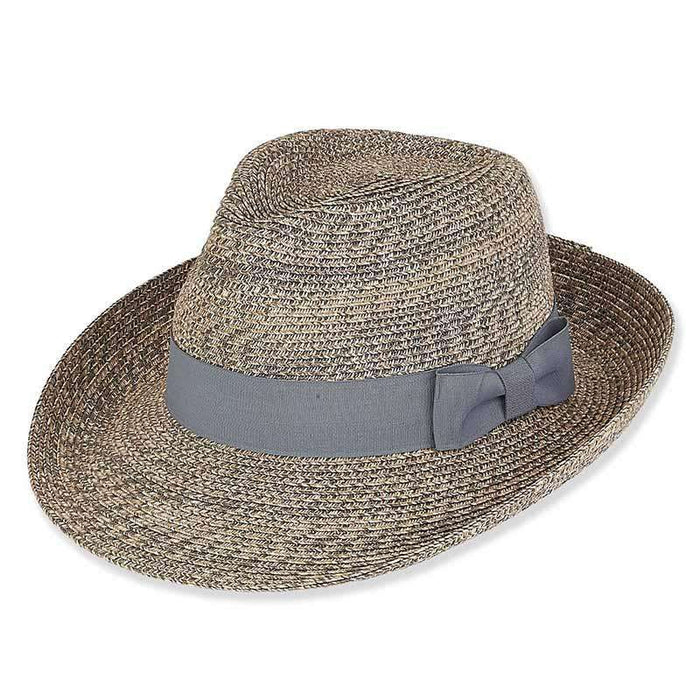 Multitone Tweed Summer Fedora Hat - Sun 'N' Sand Hats Fedora Hat Sun N Sand Hats HH1657C gy Grey Heather Medium (57 cm)