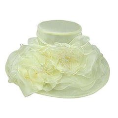 Organza Hat with Multi Layer Flowers Dress Hat Something Special Hat sw2823iv Ivory