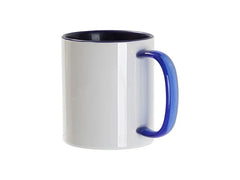 Sublimation Blanks 11oz Two-Tone Color Mug - Dark Blue (Blue Glass Handle)