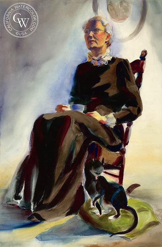 Tea Time, 1936, watercolor painting by Duval Eliot (American art). Original painting and fine art giclée reproduction by California Watercolor for wall decor.