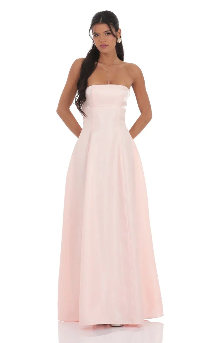 Sheen Empire Waist Maxi Dress in Pink