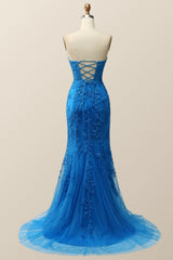 Sweetheart Blue Lace Mermaid Dress