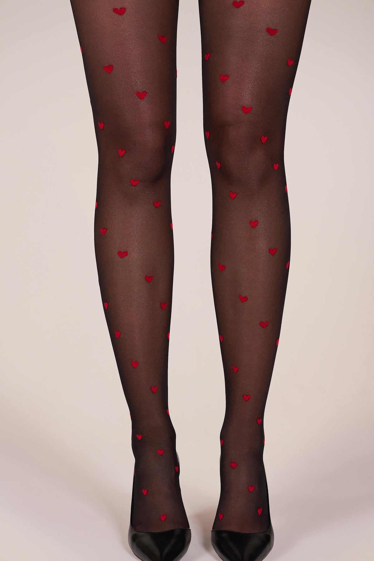 Loveheart Print Tights in Black