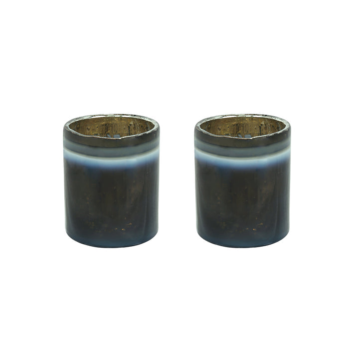 # 16001-2 Grey Glass Votive Candle Holder 2-3/4" Diameter x 3" Height, 2 Pack