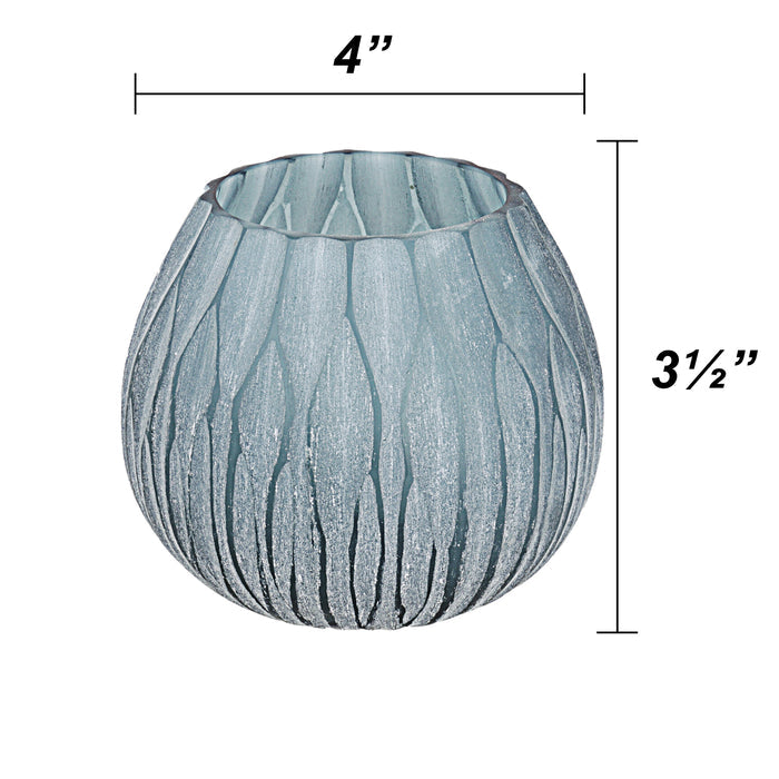 # 16004-1 Blue Glass Votive Candle Holder 4" Diameter x 3-1/2" Height, 1 Pack