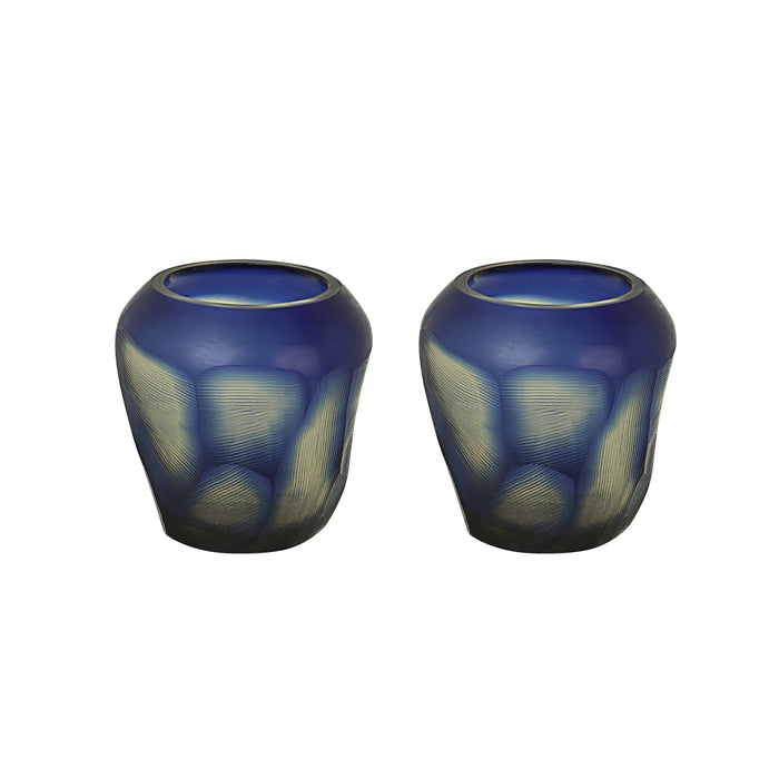 # 16005-2 Blue Glass Votive Candle Holder 3-1/2" Diameter x 3-1/2" Height, 2 Pack