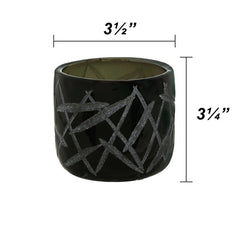 # 16006-2 Black Glass Votive Candle Holder 3-1/2" Diameter x 3-1/4" Height, 2 Pack