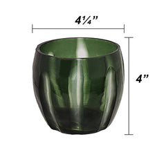 # 16009-2 Green Glass Votive Candle Holder 4-1/4" Diameter x 4" Height, 2 Pack