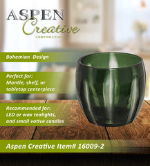 # 16009-2 Green Glass Votive Candle Holder 4-1/4" Diameter x 4" Height, 2 Pack