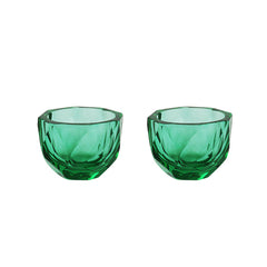 # 16010-2 Green Glass Votive Candle Holder 3" Diameter x 2-1/2" Height, 2 Pack
