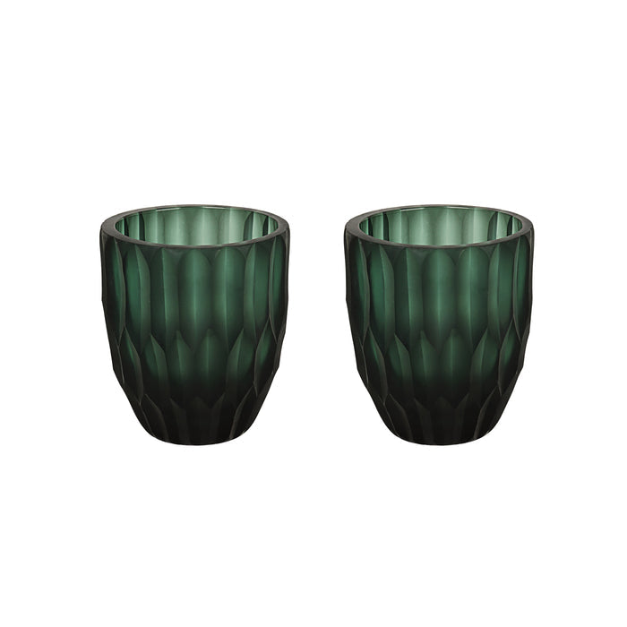 # 16011-2 Green Glass Votive Candle Holder 3-1/4" Diameter x 4" Height, 2 Pack