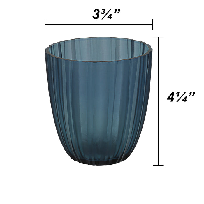 # 16012-2 Blue Glass Votive Candle Holder 3-3/4" Diameter x 4-1/4" Height, 2 Pack