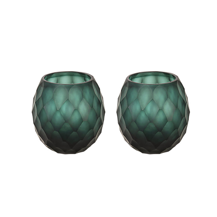 # 16014-2 Dark Teal Glass Votive Candle Holder 4" Diameter x 4" Height, 2 Pack