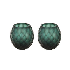 # 16014-2 Dark Teal Glass Votive Candle Holder 4" Diameter x 4" Height, 2 Pack