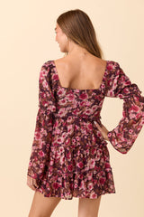Alaina Burgundy Floral Mini Dress FINAL SALE
