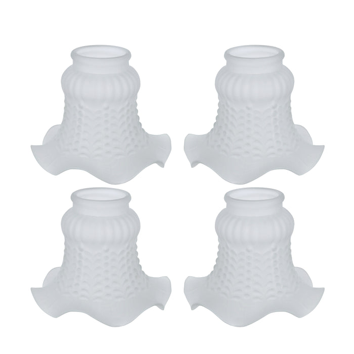 # 23097-4 Transitional Style Replacement Floral Shaped Frosted Glass Shade, 2-1/8" Fitter Size, 4 1/8" high x 4 3/4" diameter, 4 Pack