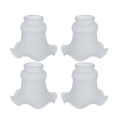 # 23097-4 Transitional Style Replacement Floral Shaped Frosted Glass Shade, 2-1/8" Fitter Size, 4 1/8" high x 4 3/4" diameter, 4 Pack