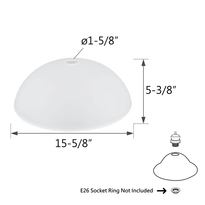 # 23098-01 Frosted Transitional Style Replacement Torchiere Glass Shade, 5-3/8" high x 15-5/8" diameter