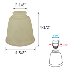 # 23104-4 Transitional Style Replacement Bell Shaped Antique Glass Shade, 2 1/8" Fitter Size, 4 1/2" high x 4 5/8" diameter, 4 Pack