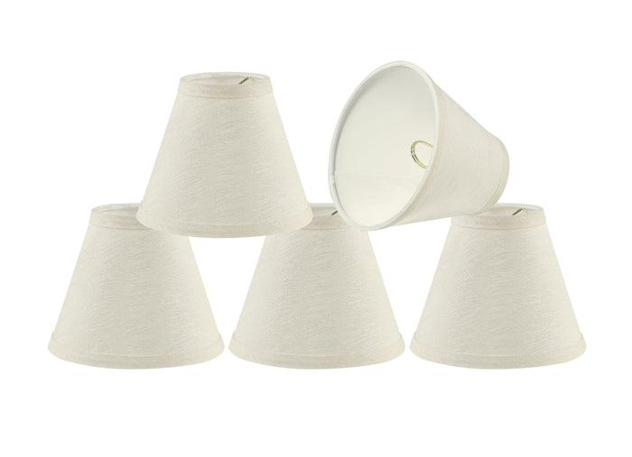 # 32127-X Small Hardback Empire Shape Chandelier Clip-On Lamp Shade Set of 2, 5, 6, and 9, Transitional Design in Off White, 6" bottom width (3" x 6" x 5")