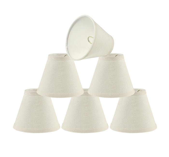 # 32127-X Small Hardback Empire Shape Chandelier Clip-On Lamp Shade Set of 2, 5, 6, and 9, Transitional Design in Off White, 6" bottom width (3" x 6" x 5")