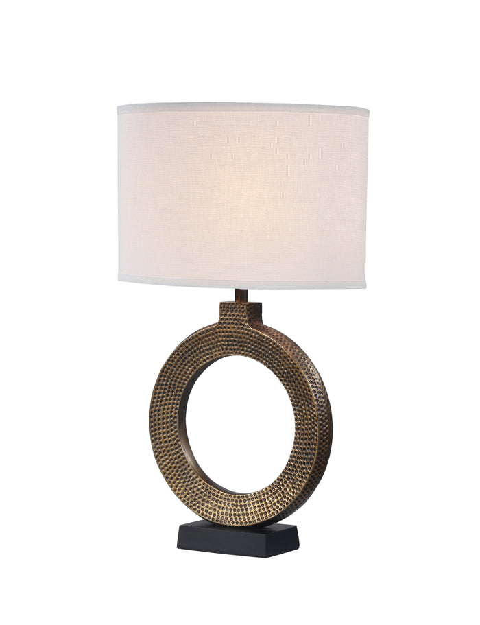 # 40214-11, 25" High Transitional Metal Table Lamp, Antique Brass Finish and Oval Shaped Lamp Shade in White, 16" Wide