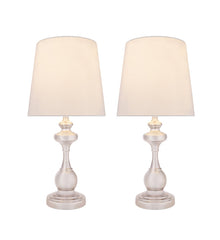 # 40227-12, Two Pack - 18 3/4" High Transitional Metal Table Lamp, Satin Nickel Finish and Empire Shaped Lamp Shade in Off White, 9" Wide
