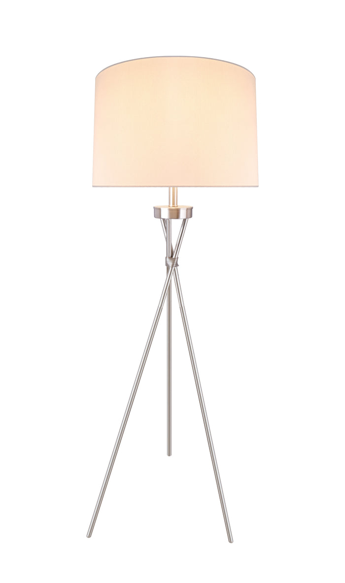 # 45022-11, Tripod Floor Lamp, Transitional Design in Satin Nickel, 59" High