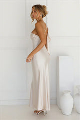 Romantic Tales Satin One Shoulder Maxi Dress