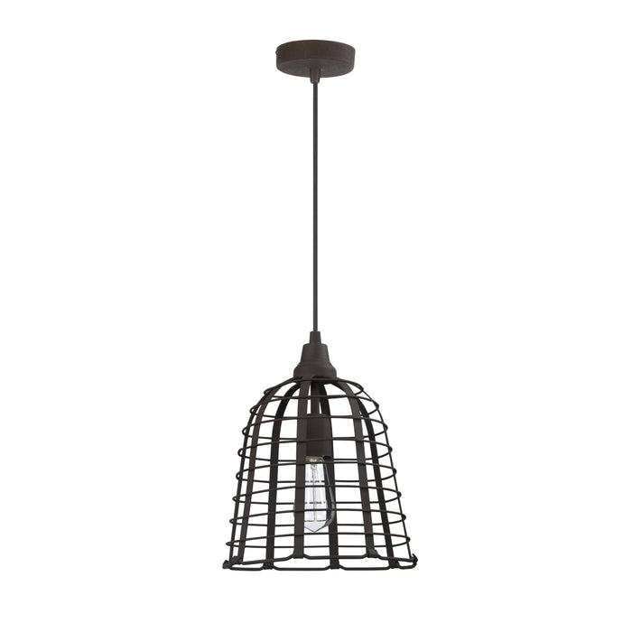 # 61130-11, One-Light Hanging Mini Pendant Ceiling Light, Transitional Design in Rust Finish, 10" Wide