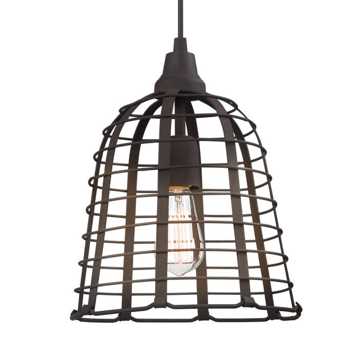 # 61130-11, One-Light Hanging Mini Pendant Ceiling Light, Transitional Design in Rust Finish, 10" Wide