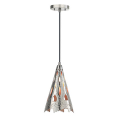 # 61132-11, One-Light Hanging Mini Pendant Ceiling Light, Transitional Design in Nickel Finish, 7 3/4" Wide