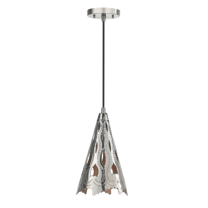 # 61132-11, One-Light Hanging Mini Pendant Ceiling Light, Transitional Design in Nickel Finish, 7 3/4" Wide
