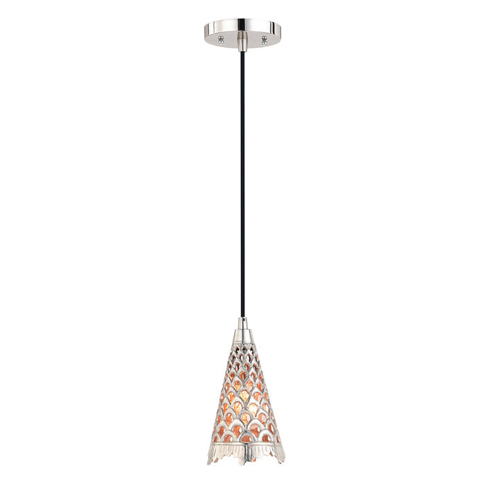 # 61133-11, One-Light Hanging Mini Pendant Ceiling Light, Transitional Design in Nickel Finish, 5 1/2" Wide