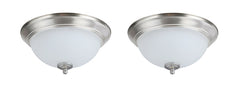 # 63017-12 LED Dimmable Flush Mount Ceiling Light Fixture, Transitional Design in Satin Nickel Finish, Frosted Glass Diffuser, 11" Diameter, 2 Pack