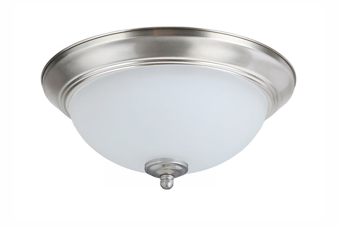 # 63018-11 LED Flush Mount Ceiling Light Fixture, Transitional Design in Satin Nickel Finish, Frosted Glass Diffuser, 13" Diameter