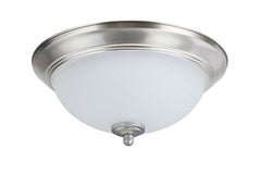 # 63018-11 LED Flush Mount Ceiling Light Fixture, Transitional Design in Satin Nickel Finish, Frosted Glass Diffuser, 13" Diameter