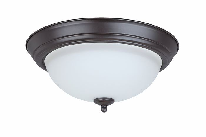 # 63018-21 LED Flush Mount Ceiling Light Fixture, Transitional Design in Bronze Finish, Frosted Glass Shade, 13" Diameter