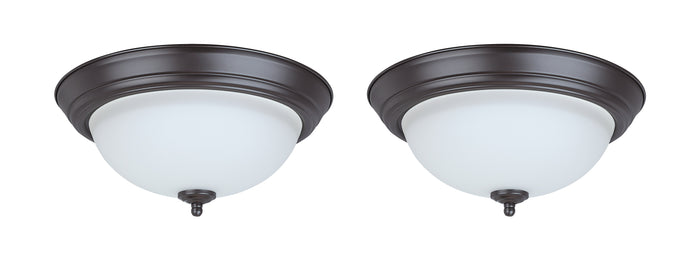 # 63018-22 LED Flush Mount Ceiling Light Fixture, Transitional Design in Bronze Finish, Frosted Glass Diffuser, 13" Diameter, 2 Pack