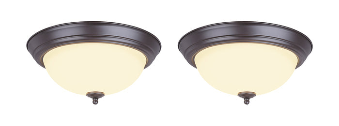 # 63018-22 LED Flush Mount Ceiling Light Fixture, Transitional Design in Bronze Finish, Frosted Glass Diffuser, 13" Diameter, 2 Pack